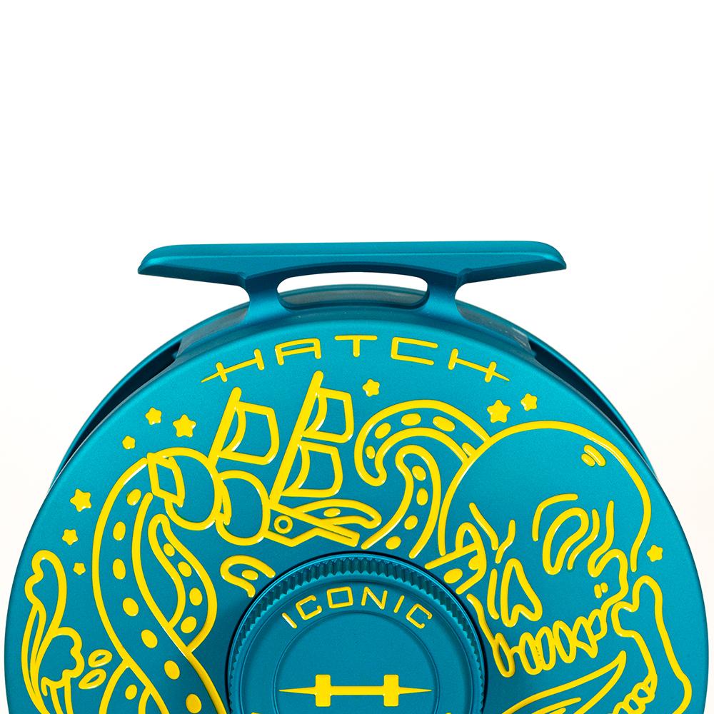 Hatch Outdoors 2024 Custom Kraken Reel 7 Plus in Matte Teal and Yellow